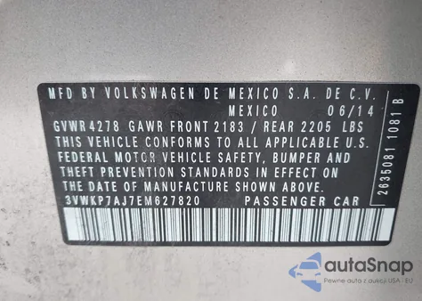 2014 Volkswagen Jetta Sportwagen 2.5L S from USA, damaged, VIN 3VWKP7AJ7EM627820